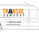 Transol Sameday long wheelbase van carrying palletised goods