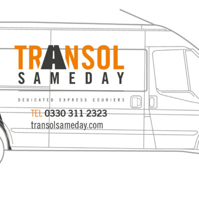 Transol Sameday long wheelbase van carrying palletised goods